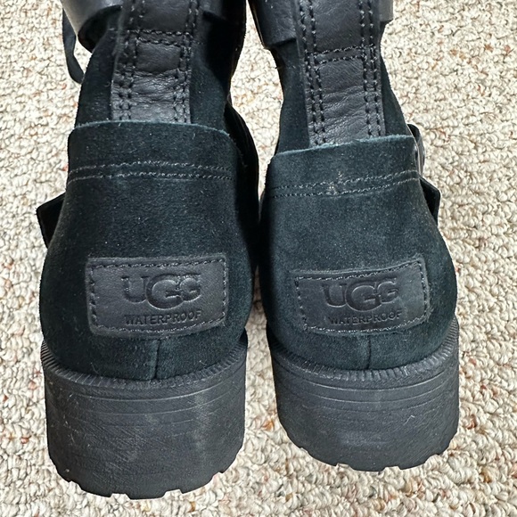 UGG Black Suede Lace-Up Boots - Picture 3 of 4